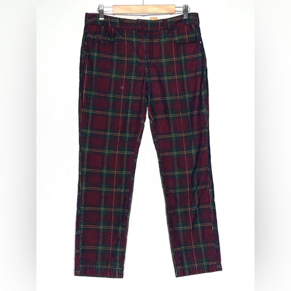 Anthropologie Pilcro and the Letterpress Plaid Corduroys cropped pants holiday - Picture 3 of 7